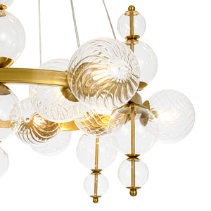 LightFixturesUSA - Art Deco 10 - Light Glass Globe Bubble Circle Chandelier - Chandelier - Brass - 