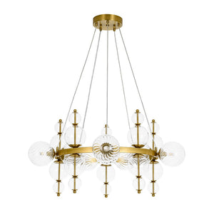 LightFixturesUSA - Art Deco 10 - Light Glass Globe Bubble Circle Chandelier - Chandelier - Brass - 