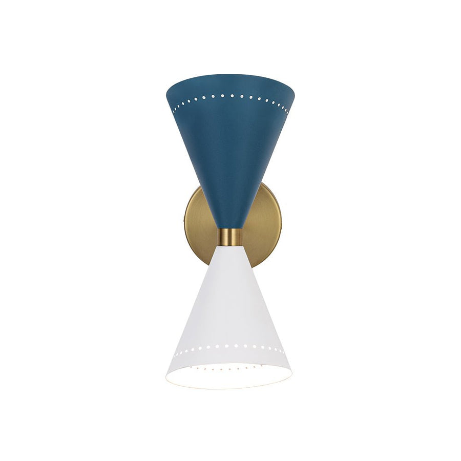 LightFixturesUSA - Art Deco 2 - Light Up Down Dual Cone Wall Sconce - Wall Sconce - Green + White - 2 Packs - 