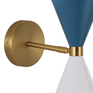 LightFixturesUSA - Art Deco 2 - Light Up Down Dual Cone Wall Sconce - Wall Sconce - Green + White - 2 Packs - 