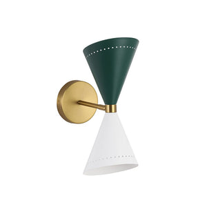 LightFixturesUSA - Art Deco 2 - Light Up Down Dual Cone Wall Sconce - Wall Sconce - Green + White - 2 Packs - 