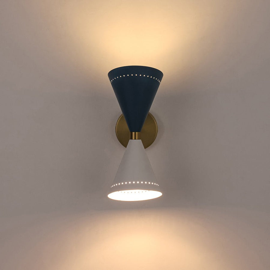 LightFixturesUSA - Art Deco 2 - Light Up Down Dual Cone Wall Sconce - Wall Sconce - Green + White - 2 Packs - 