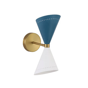 LightFixturesUSA - Art Deco 2 - Light Up Down Dual Cone Wall Sconce - Wall Sconce - Green + White - 2 Packs - 