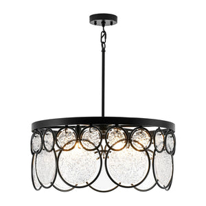 LightFixturesUSA-Art Deco 6-Light Tiered Water Glass Rounds Circle Chandelier-Chandelier-Black-