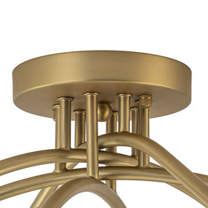 LightFixturesUSA - Art Deco 8 - Light Sputnik Blue Glass Bubble Semi Flush Mount - Ceiling Light - Brass (Pre - Order) - 