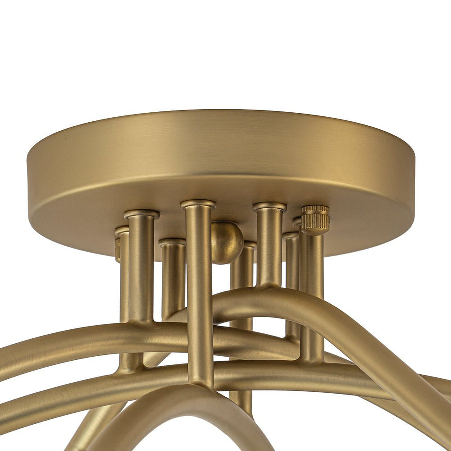 LightFixturesUSA - Art Deco 8 - Light Sputnik Blue Glass Bubble Semi Flush Mount - Ceiling Light - Brass (Pre - Order) - 