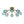 Load image into Gallery viewer, LightFixturesUSA - Art Deco 8 - Light Sputnik Blue Glass Bubble Semi Flush Mount - Ceiling Light - Brass (Pre - Order) - 
