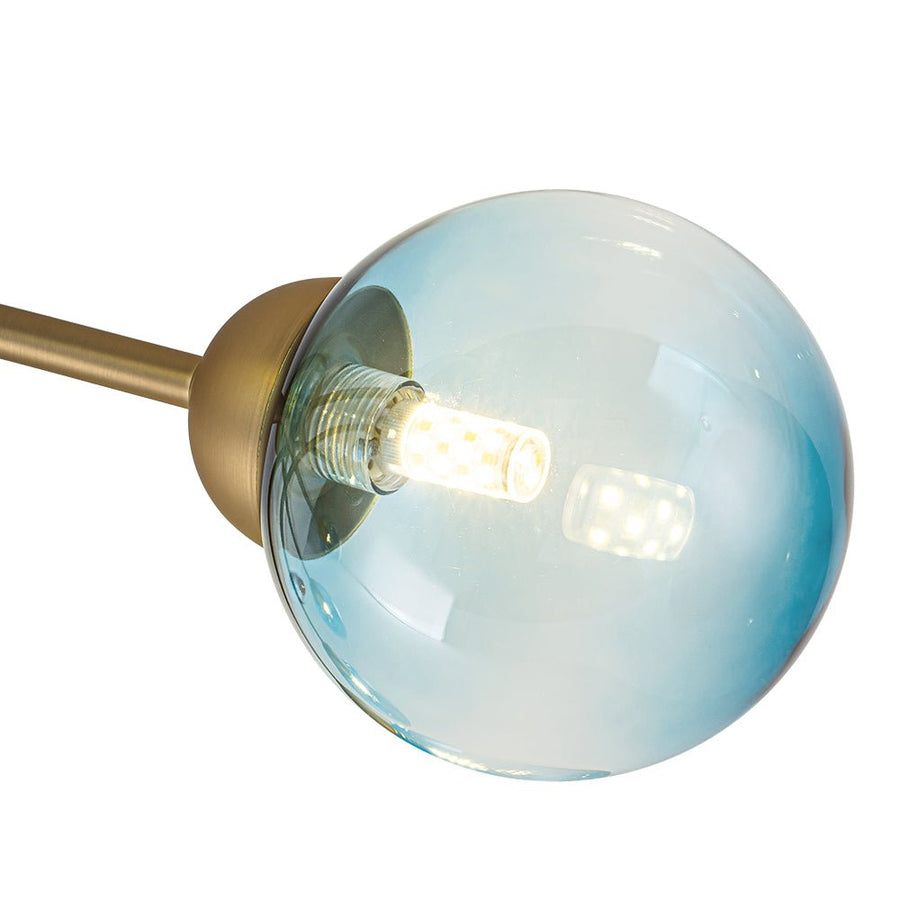 LightFixturesUSA - Art Deco 8 - Light Sputnik Blue Glass Bubble Semi Flush Mount - Ceiling Light - Brass (Pre - Order) - 