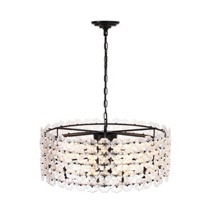 LightFixturesUSA - Art Deco Blossom Floral Cage Drum Lantern Pendant Light - Chandelier - Black - 