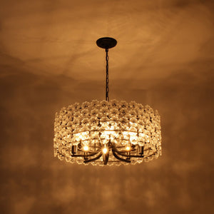 LightFixturesUSA - Art Deco Blossom Floral Cage Drum Lantern Pendant Light - Chandelier - Black - 