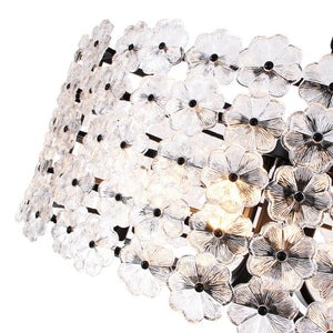 LightFixturesUSA - Art Deco Blossom Floral Cage Drum Lantern Pendant Light - Chandelier - Black - 
