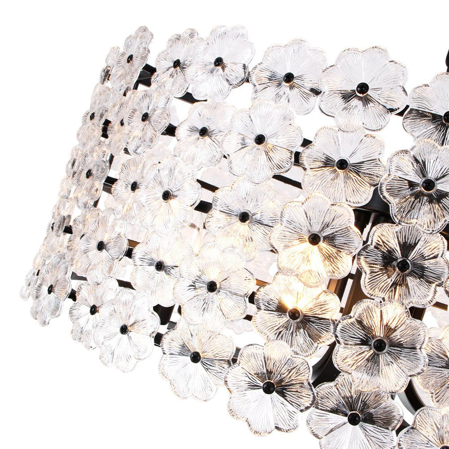 LightFixturesUSA - Art Deco Blossom Floral Cage Drum Lantern Pendant Light - Chandelier - Black - 
