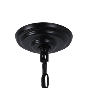 LightFixturesUSA - Art Deco Blossom Floral Cage Drum Lantern Pendant Light - Chandelier - Black - 