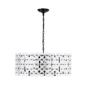 LightFixturesUSA - Art Deco Blossom Floral Cage Drum Lantern Pendant Light - Chandelier - Black - 