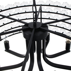 LightFixturesUSA - Art Deco Blossom Floral Cage Drum Lantern Pendant Light - Chandelier - Black - 