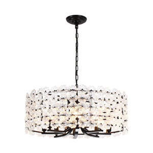 LightFixturesUSA - Art Deco Blossom Floral Cage Drum Lantern Pendant Light - Chandelier - Black - 
