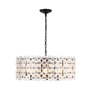 LightFixturesUSA - Art Deco Blossom Floral Cage Drum Lantern Pendant Light - Chandelier - Black - 