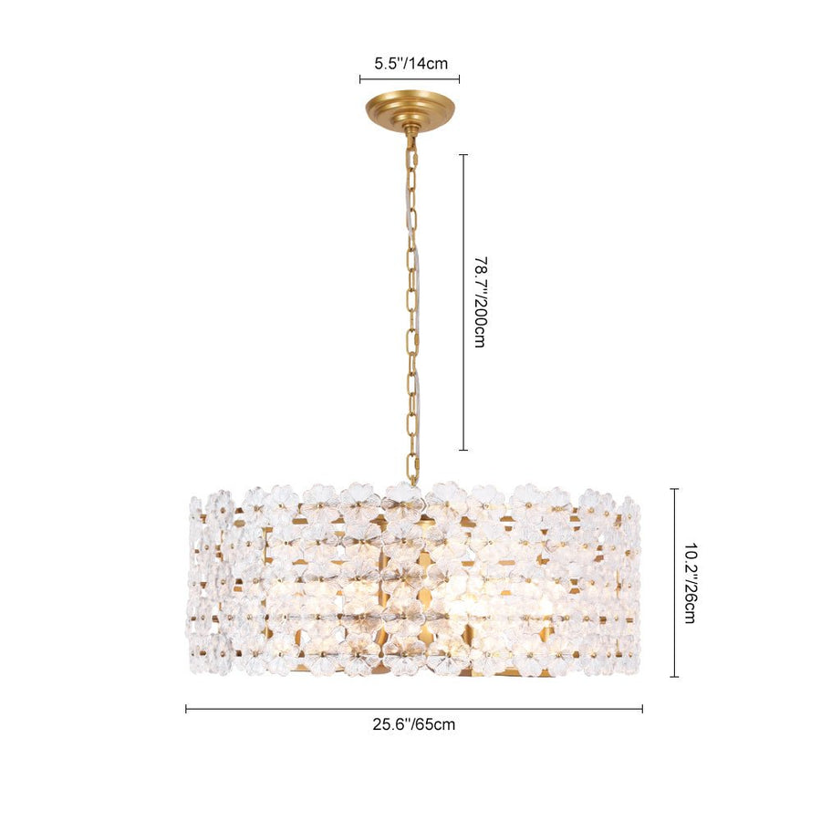 LightFixturesUSA - Art Deco Blossom Floral Cage Drum Lantern Pendant Light - Chandelier - Gold - 