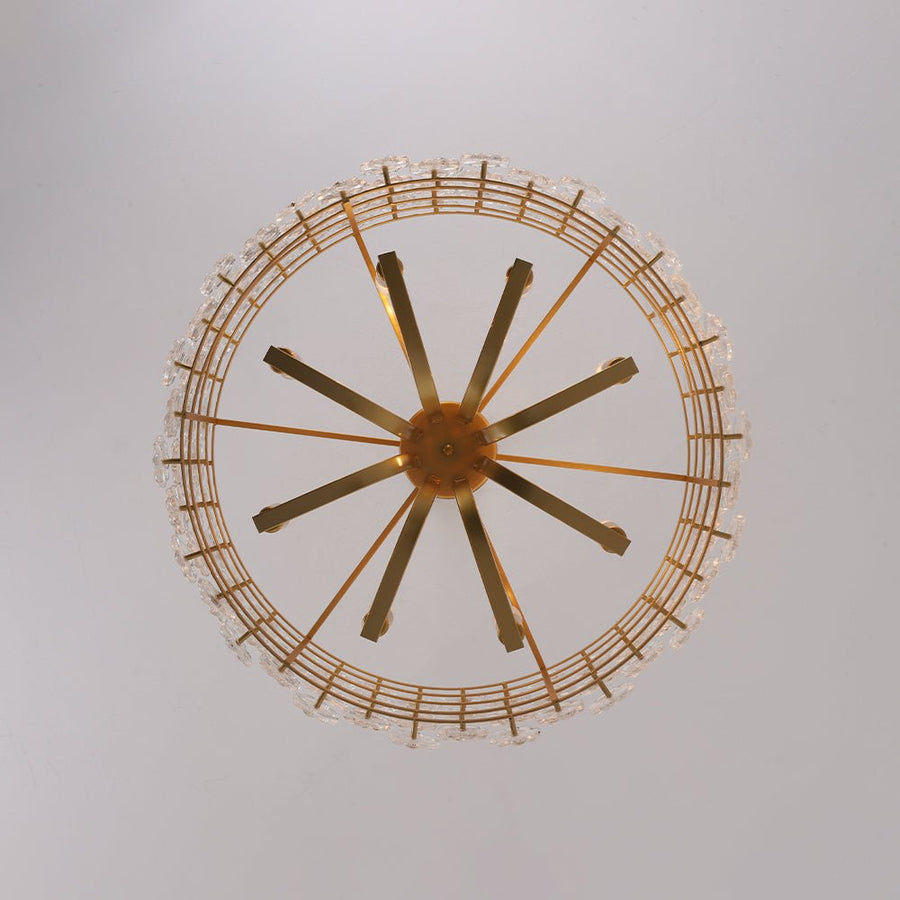 LightFixturesUSA - Art Deco Blossom Floral Cage Drum Lantern Pendant Light - Chandelier - Gold - 