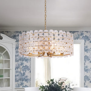 LightFixturesUSA - Art Deco Blossom Floral Cage Drum Lantern Pendant Light - Chandelier - Gold - 