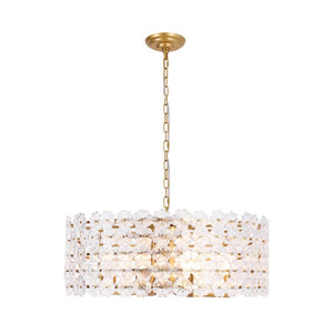 LightFixturesUSA - Art Deco Blossom Floral Cage Drum Lantern Pendant Light - Chandelier - Gold - 