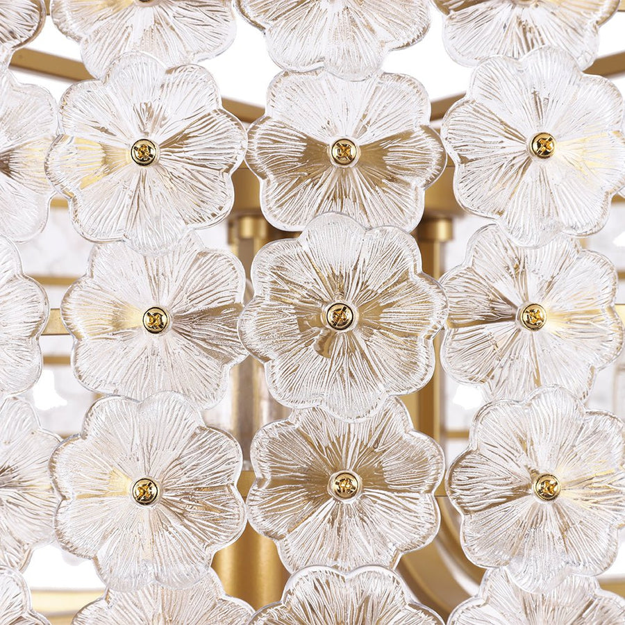 LightFixturesUSA - Art Deco Blossom Floral Cage Drum Lantern Pendant Light - Chandelier - Gold - 