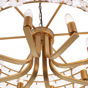 LightFixturesUSA - Art Deco Blossom Floral Cage Drum Lantern Pendant Light - Chandelier - Gold - 