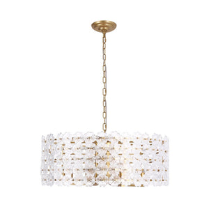 LightFixturesUSA - Art Deco Blossom Floral Cage Drum Lantern Pendant Light - Chandelier - Gold - 