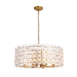 LightFixturesUSA - Art Deco Blossom Floral Cage Drum Lantern Pendant Light - Chandelier - Gold - 