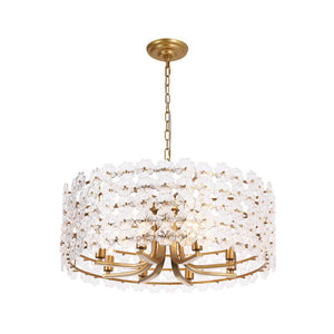 LightFixturesUSA - Art Deco Blossom Floral Cage Drum Lantern Pendant Light - Chandelier - Gold - 