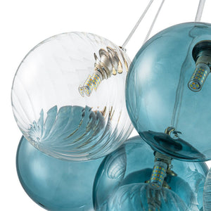 LightFixturesUSA - Art Deco Blue Hue Cluster Glass Globe Bubble Chandelier - Chandelier - 16 - Lt - 