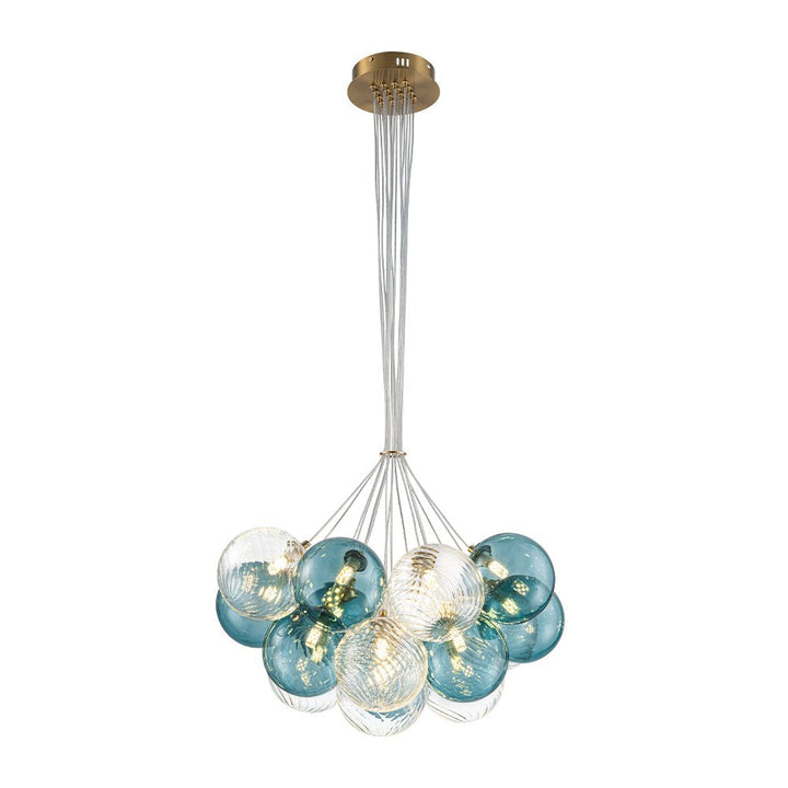 LightFixturesUSA - Art Deco Blue Hue Cluster Glass Globe Bubble Chandelier - Chandelier - 16 - Lt - 