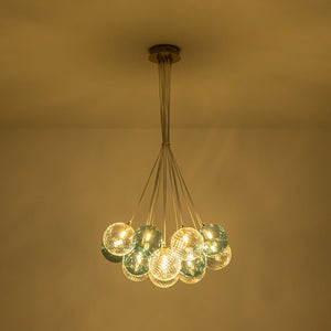 LightFixturesUSA - Art Deco Blue Hue Cluster Glass Globe Bubble Chandelier - Chandelier - 16 - Lt - 