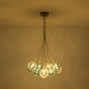 LightFixturesUSA - Art Deco Blue Hue Cluster Glass Globe Bubble Chandelier - Chandelier - 16 - Lt - 