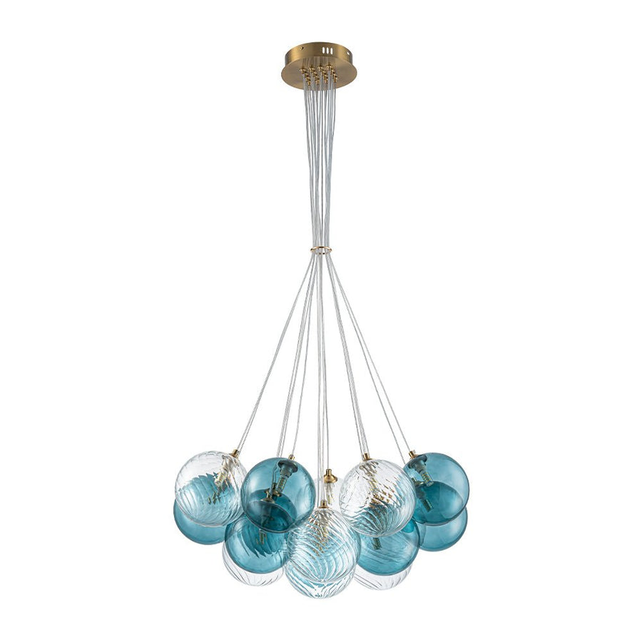 LightFixturesUSA - Art Deco Blue Hue Cluster Glass Globe Bubble Chandelier - Chandelier - 16 - Lt - 