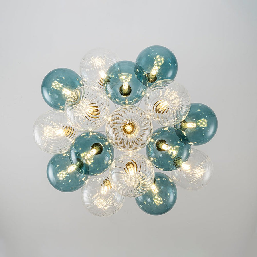 LightFixturesUSA - Art Deco Blue Hue Cluster Glass Globe Bubble Chandelier - Chandelier - 16 - Lt - 