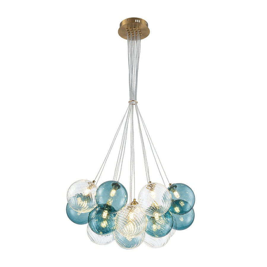 LightFixturesUSA - Art Deco Blue Hue Cluster Glass Globe Bubble Chandelier - Chandelier - 16 - Lt - 