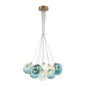 LightFixturesUSA - Art Deco Blue Hue Cluster Glass Globe Bubble Chandelier - Chandelier - 16 - Lt - 