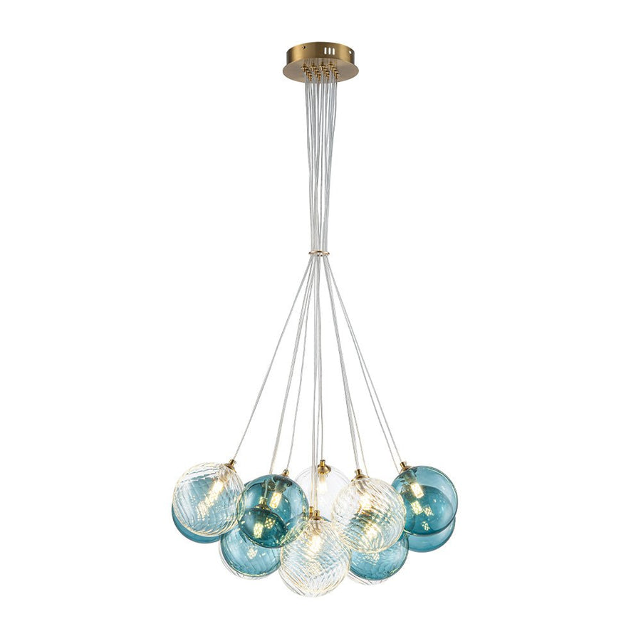 LightFixturesUSA - Art Deco Blue Hue Cluster Glass Globe Bubble Chandelier - Chandelier - 16 - Lt - 