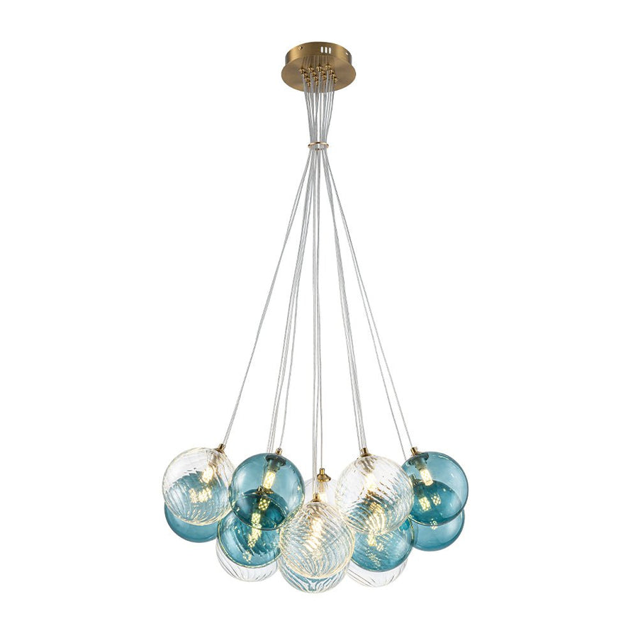 LightFixturesUSA - Art Deco Blue Hue Cluster Glass Globe Bubble Chandelier - Chandelier - 16 - Lt - 