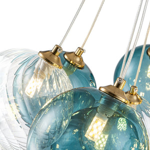 LightFixturesUSA - Art Deco Blue Hue Cluster Glass Globe Bubble Chandelier - Chandelier - 16 - Lt - 