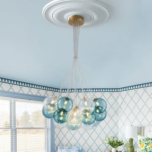 LightFixturesUSA - Art Deco Blue Hue Cluster Glass Globe Bubble Chandelier - Chandelier - 16 - Lt - 