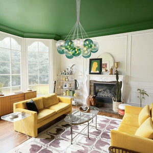 LightFixturesUSA - Art Deco Blue Hue Cluster Glass Globe Bubble Chandelier - Chandelier - Green Hue - 