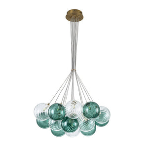 LightFixturesUSA - Art Deco Blue Hue Cluster Glass Globe Bubble Chandelier - Chandelier - Green Hue - 