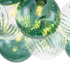 LightFixturesUSA - Art Deco Blue Hue Cluster Glass Globe Bubble Chandelier - Chandelier - Green Hue - 