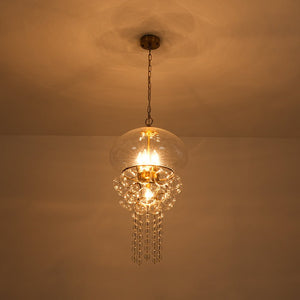 LightFixturesUSA - Art Deco Brass Tiered Clear Glass Jellyfish Style Chandelier - Chandelier - Brass - 