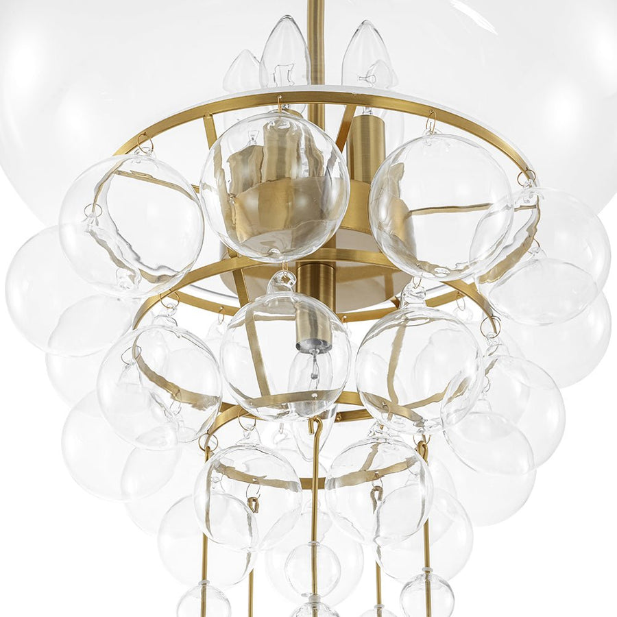 LightFixturesUSA - Art Deco Brass Tiered Clear Glass Jellyfish Style Chandelier - Chandelier - Brass - 