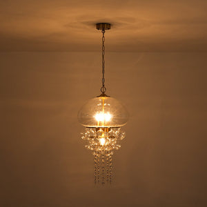 LightFixturesUSA - Art Deco Brass Tiered Clear Glass Jellyfish Style Chandelier - Chandelier - Brass - 