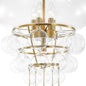 LightFixturesUSA - Art Deco Brass Tiered Clear Glass Jellyfish Style Chandelier - Chandelier - Brass - 
