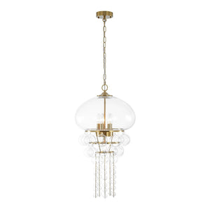 LightFixturesUSA - Art Deco Brass Tiered Clear Glass Jellyfish Style Chandelier - Chandelier - Brass - 
